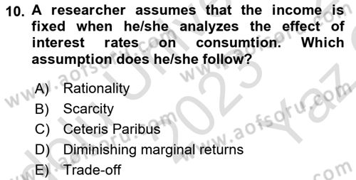 Microeconomic Theory Dersi 2023 - 2024 Yılı Yaz Okulu Sınav Soruları 10. Soru