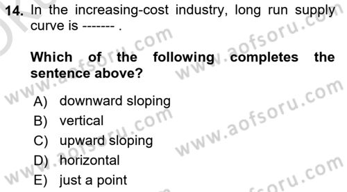 Microeconomic Theory Dersi 2023 - 2024 Yılı Yaz Okulu Sınav Soruları 14. Soru