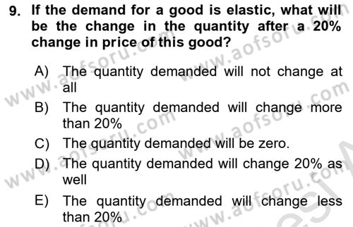 Microeconomic Theory Dersi 2023 - 2024 Yılı Yaz Okulu Sınav Soruları 9. Soru