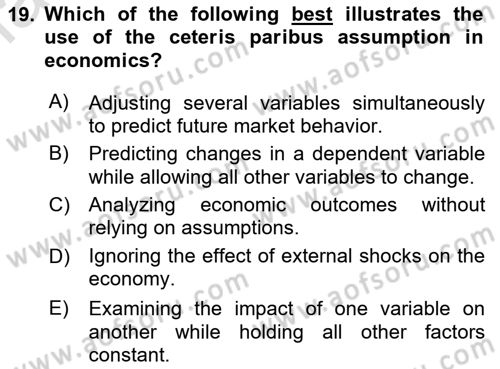 Microeconomic Theory Dersi Ara Sınavı Deneme Sınav Soruları 19. Soru