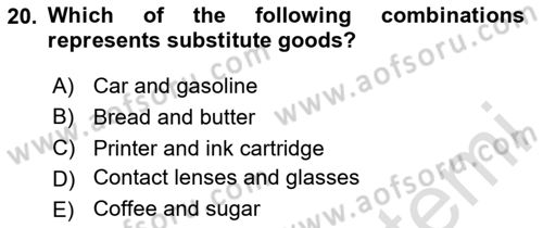 Microeconomic Theory Dersi Ara Sınavı Deneme Sınav Soruları 20. Soru