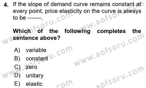 Microeconomic Theory Dersi Ara Sınavı Deneme Sınav Soruları 4. Soru