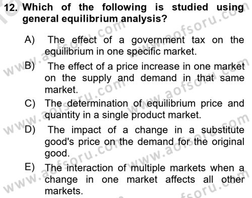 Microeconomic Theory Dersi 2024 - 2025 Yılı (Final) Dönem Sonu Sınav Soruları 12. Soru
