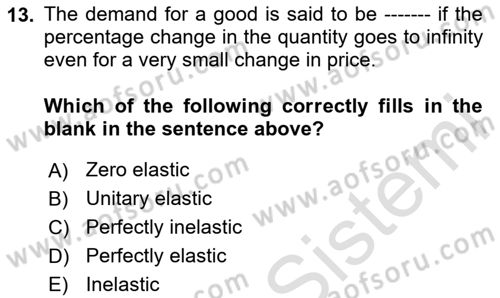Microeconomic Theory Dersi 2024 - 2025 Yılı (Final) Dönem Sonu Sınav Soruları 13. Soru