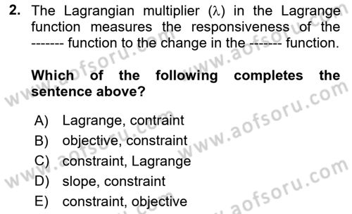Microeconomic Theory Dersi 2024 - 2025 Yılı (Final) Dönem Sonu Sınav Soruları 2. Soru
