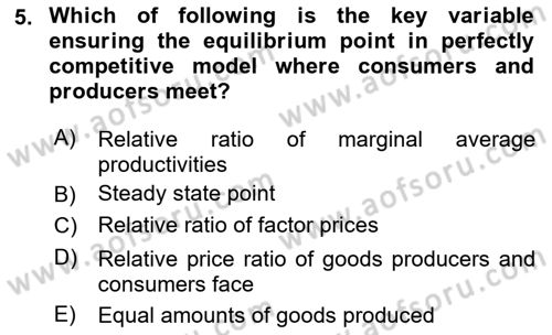 Microeconomic Theory Dersi 2024 - 2025 Yılı (Final) Dönem Sonu Sınav Soruları 5. Soru