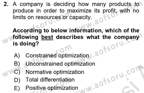 Microeconomic Theory Dersi 2024 - 2025 Yılı Yaz Okulu Sınav Soruları 2. Soru
