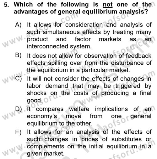 Microeconomic Theory Dersi 2024 - 2025 Yılı Yaz Okulu Sınav Soruları 5. Soru