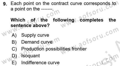 Microeconomic Theory Dersi 2024 - 2025 Yılı Yaz Okulu Sınav Soruları 9. Soru