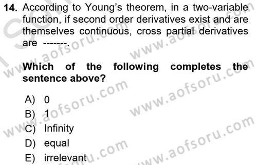 Microeconomic Theory Dersi 2025 - 2026 Yılı (Final) Dönem Sonu Sınav Soruları 14. Soru