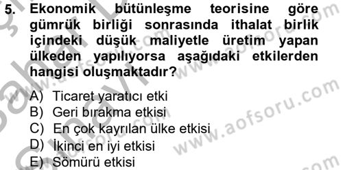 Uluslararası Ekonomik Kuruluşlar Dersi 2012 - 2013 Yılı (Vize) Ara Sınav Soruları 5. Soru