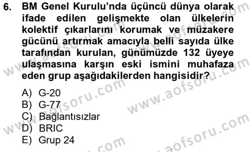 Uluslararası Ekonomik Kuruluşlar Dersi 2012 - 2013 Yılı (Vize) Ara Sınav Soruları 6. Soru