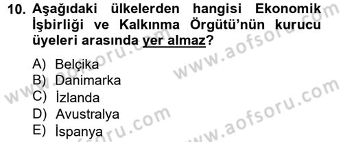 Uluslararası Ekonomik Kuruluşlar Dersi 2012 - 2013 Yılı (Final) Dönem Sonu Sınav Soruları 10. Soru