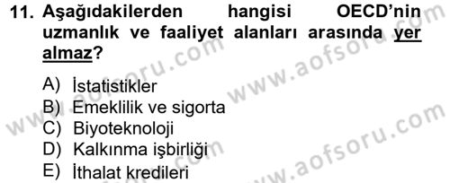 Uluslararası Ekonomik Kuruluşlar Dersi 2012 - 2013 Yılı (Final) Dönem Sonu Sınav Soruları 11. Soru