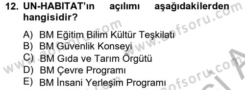 Uluslararası Ekonomik Kuruluşlar Dersi 2012 - 2013 Yılı (Final) Dönem Sonu Sınav Soruları 12. Soru