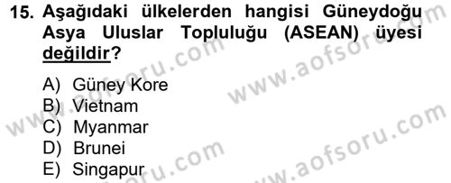 Uluslararası Ekonomik Kuruluşlar Dersi 2012 - 2013 Yılı (Final) Dönem Sonu Sınav Soruları 15. Soru