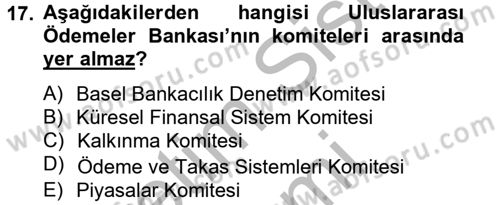 Uluslararası Ekonomik Kuruluşlar Dersi 2012 - 2013 Yılı (Final) Dönem Sonu Sınav Soruları 17. Soru
