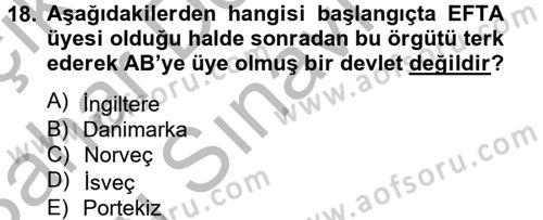 Uluslararası Ekonomik Kuruluşlar Dersi 2012 - 2013 Yılı (Final) Dönem Sonu Sınav Soruları 18. Soru