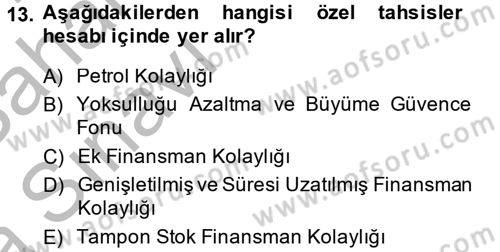 Uluslararası Ekonomik Kuruluşlar Dersi 2013 - 2014 Yılı (Vize) Ara Sınav Soruları 13. Soru