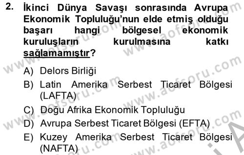 Uluslararası Ekonomik Kuruluşlar Dersi 2013 - 2014 Yılı (Vize) Ara Sınav Soruları 2. Soru