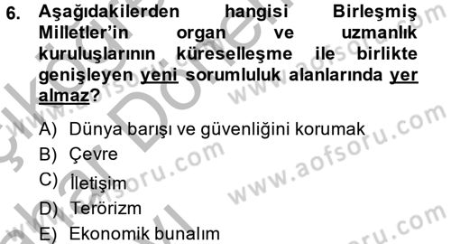 Uluslararası Ekonomik Kuruluşlar Dersi 2013 - 2014 Yılı (Vize) Ara Sınav Soruları 6. Soru