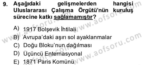 Uluslararası Ekonomik Kuruluşlar Dersi 2013 - 2014 Yılı (Vize) Ara Sınav Soruları 9. Soru