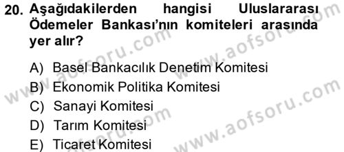 Uluslararası Ekonomik Kuruluşlar Dersi 2013 - 2014 Yılı (Final) Dönem Sonu Sınav Soruları 20. Soru