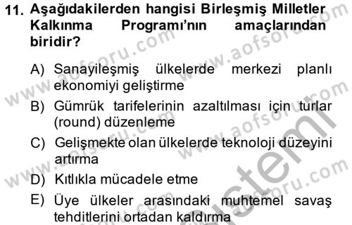 Uluslararası Ekonomik Kuruluşlar Dersi 2014 - 2015 Yılı (Vize) Ara Sınav Soruları 11. Soru