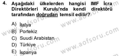Uluslararası Ekonomik Kuruluşlar Dersi 2014 - 2015 Yılı (Vize) Ara Sınav Soruları 4. Soru