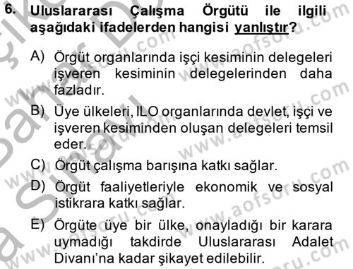 Uluslararası Ekonomik Kuruluşlar Dersi 2014 - 2015 Yılı (Vize) Ara Sınav Soruları 6. Soru