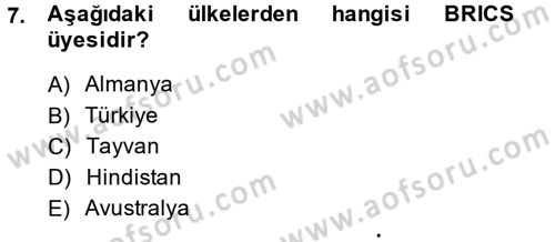 Uluslararası Ekonomik Kuruluşlar Dersi 2014 - 2015 Yılı (Vize) Ara Sınav Soruları 7. Soru