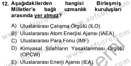 Uluslararası Ekonomik Kuruluşlar Dersi 2014 - 2015 Yılı (Final) Dönem Sonu Sınav Soruları 12. Soru