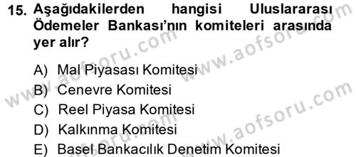 Uluslararası Ekonomik Kuruluşlar Dersi 2014 - 2015 Yılı (Final) Dönem Sonu Sınav Soruları 15. Soru