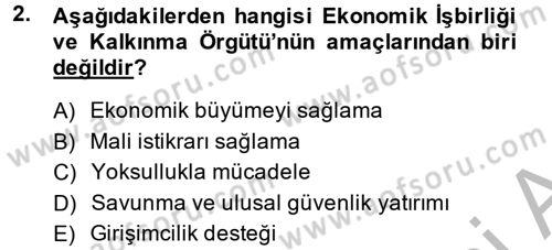 Uluslararası Ekonomik Kuruluşlar Dersi 2014 - 2015 Yılı (Final) Dönem Sonu Sınav Soruları 2. Soru