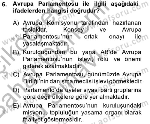 Uluslararası Ekonomik Kuruluşlar Dersi 2014 - 2015 Yılı (Final) Dönem Sonu Sınav Soruları 6. Soru
