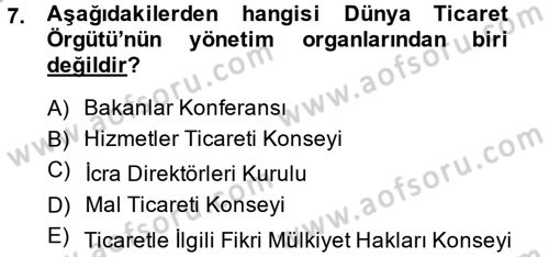 Uluslararası Ekonomik Kuruluşlar Dersi 2014 - 2015 Yılı (Final) Dönem Sonu Sınav Soruları 7. Soru