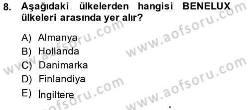 Uluslararası Ekonomik Kuruluşlar Dersi 2014 - 2015 Yılı (Final) Dönem Sonu Sınav Soruları 8. Soru