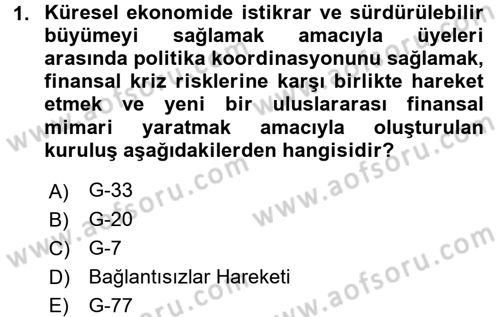 Uluslararası Ekonomik Kuruluşlar Dersi 2015 - 2016 Yılı (Vize) Ara Sınav Soruları 1. Soru