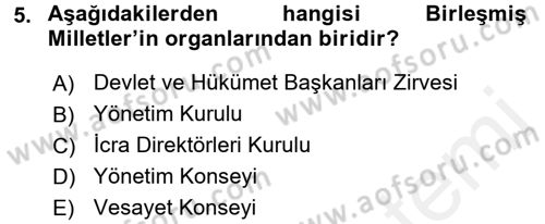 Uluslararası Ekonomik Kuruluşlar Dersi 2015 - 2016 Yılı (Vize) Ara Sınav Soruları 5. Soru