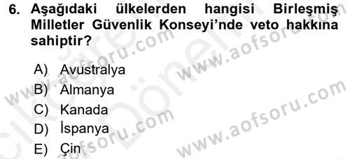 Uluslararası Ekonomik Kuruluşlar Dersi 2015 - 2016 Yılı (Vize) Ara Sınav Soruları 6. Soru
