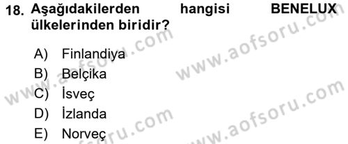 Uluslararası Ekonomik Kuruluşlar Dersi 2015 - 2016 Yılı (Final) Dönem Sonu Sınav Soruları 18. Soru