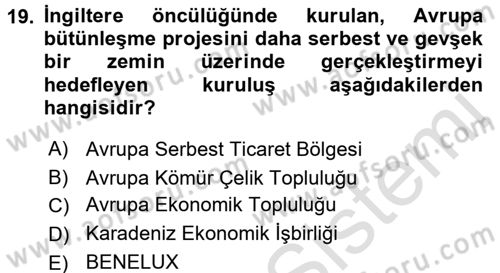 Uluslararası Ekonomik Kuruluşlar Dersi 2015 - 2016 Yılı (Final) Dönem Sonu Sınav Soruları 19. Soru