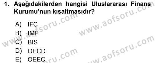 Uluslararası Ekonomik Kuruluşlar Dersi 2016 - 2017 Yılı (Vize) Ara Sınav Soruları 1. Soru