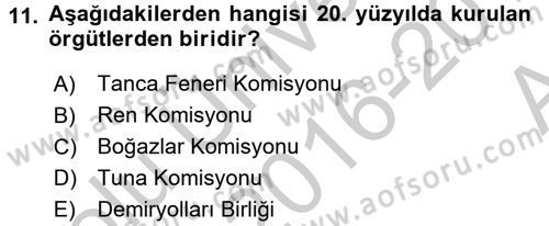 Uluslararası Ekonomik Kuruluşlar Dersi 2016 - 2017 Yılı (Vize) Ara Sınav Soruları 11. Soru