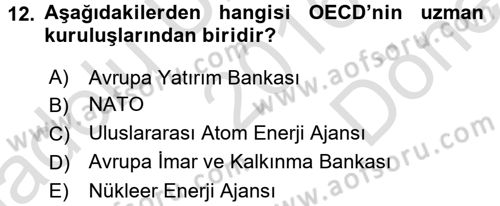 Uluslararası Ekonomik Kuruluşlar Dersi 2016 - 2017 Yılı (Final) Dönem Sonu Sınav Soruları 12. Soru
