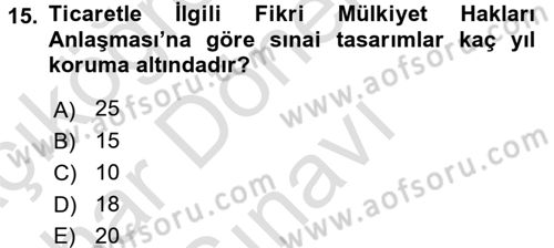 Uluslararası Ekonomik Kuruluşlar Dersi 2016 - 2017 Yılı (Final) Dönem Sonu Sınav Soruları 15. Soru