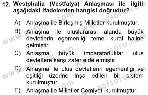 Uluslararası Ekonomik Kuruluşlar Dersi 2017 - 2018 Yılı (Vize) Ara Sınav Soruları 12. Soru