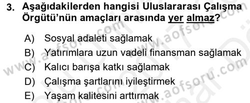 Uluslararası Ekonomik Kuruluşlar Dersi 2017 - 2018 Yılı (Vize) Ara Sınav Soruları 3. Soru