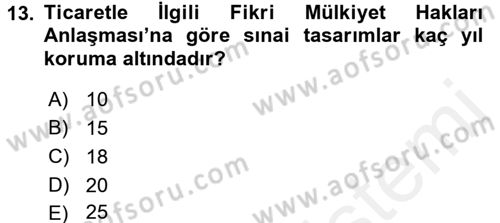 Uluslararası Ekonomik Kuruluşlar Dersi 2017 - 2018 Yılı (Final) Dönem Sonu Sınav Soruları 13. Soru