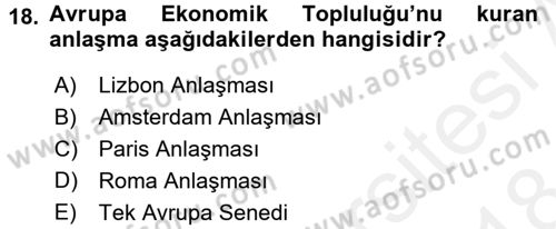 Uluslararası Ekonomik Kuruluşlar Dersi 2017 - 2018 Yılı (Final) Dönem Sonu Sınav Soruları 18. Soru